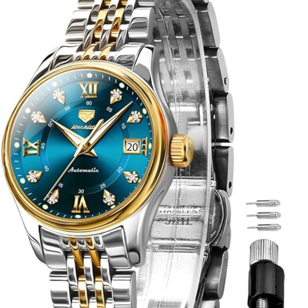 Olevs Automatic Watches For Womens Luxury Gold And Silver Stainless Steel